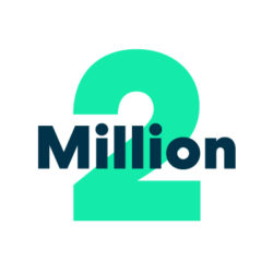 Graphic of "2 million" written in green on a white background